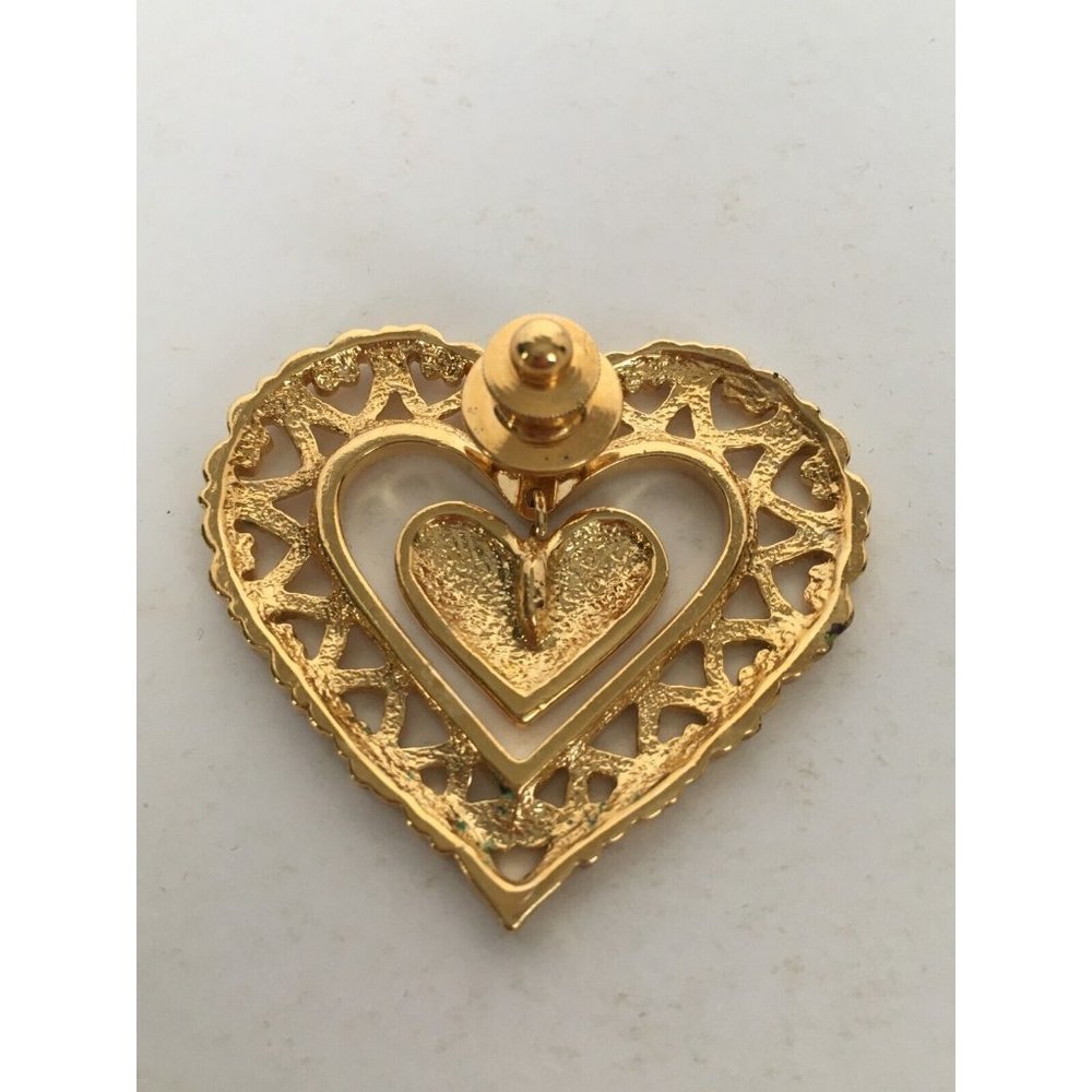 Avon Heart Lapel Pin Valentines Day Dangling Red Enamel Vintage Jewelry 1990s - Picture 7 of 7